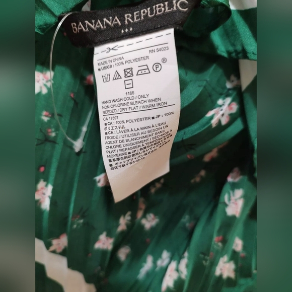 Banana Republic Silky Green Floral Accordion Style Kimono, OSFM - Picture 5 of 6